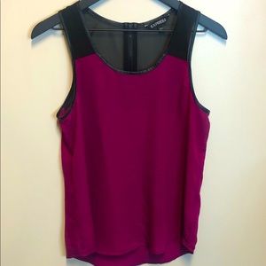 NWOT Express Sheer Detail/Faux Leather Edge Tank